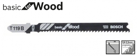 BOSCH T119B Basic for Wood szúrófűrészlap (3/5db)